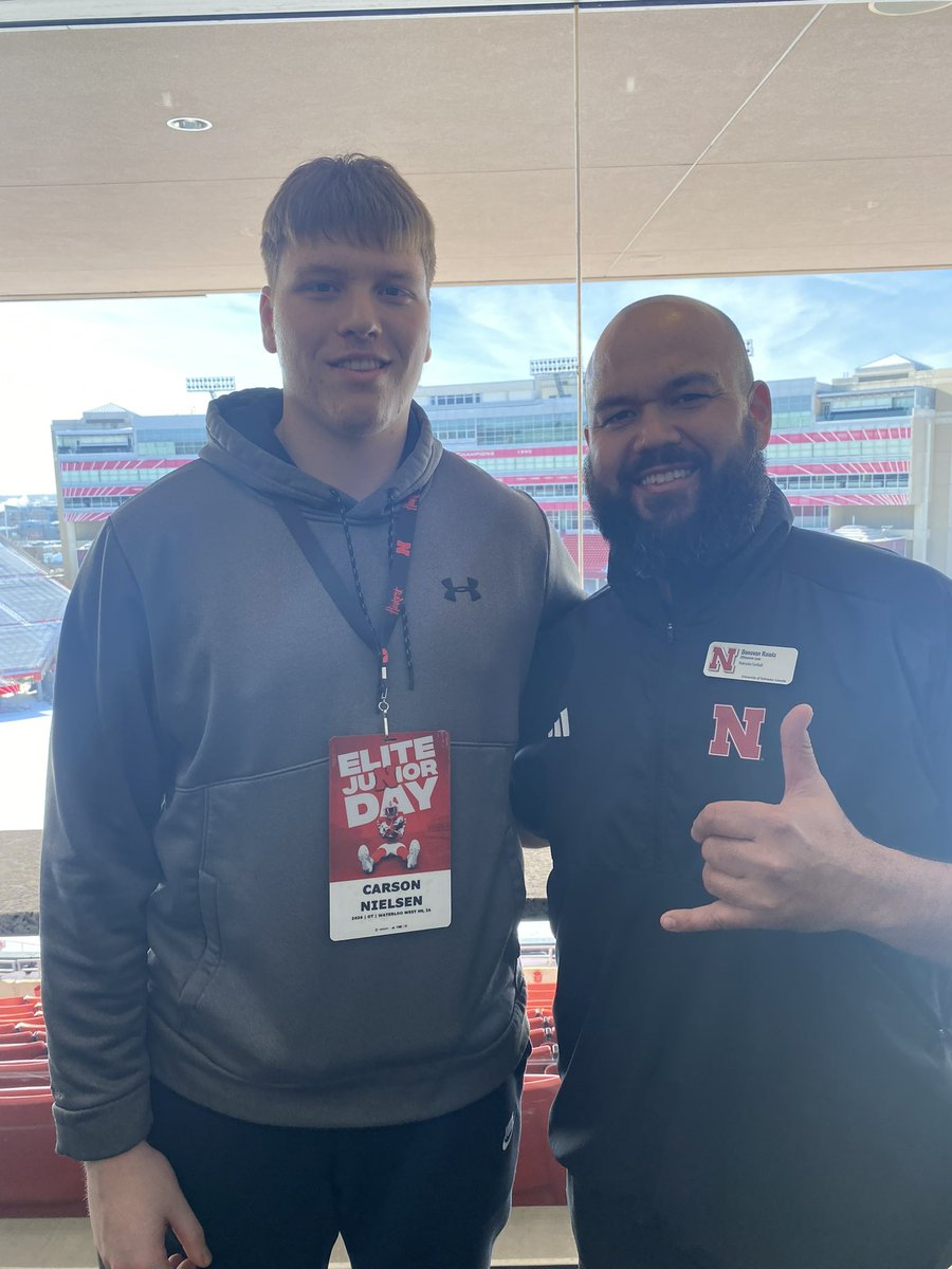 Carson Nielsen (@carsonnielsen8) on Twitter photo After a great conversation with <a href="/DonovanRaiola/">Donovan Raiola</a> & <a href="/CoachMattRhule/">Matt Rhule</a> I’m blessed to announce I’ve received my 5th D1 offer from The University of Nebraska! #GBR
<a href="/WahawkFootball/">Waterloo West High School Football</a> <a href="/TheStrengthU/">JC Moreau</a> After a great conversation with <a href="/DonovanRaiola/">Donovan Raiola</a> & <a href="/CoachMattRhule/">Matt Rhule</a> I’m blessed to announce I’ve received my 5th D1 offer from The University of Nebraska! #GBR
<a href="/WahawkFootball/">Waterloo West High School Football</a> <a href="/TheStrengthU/">JC Moreau</a>