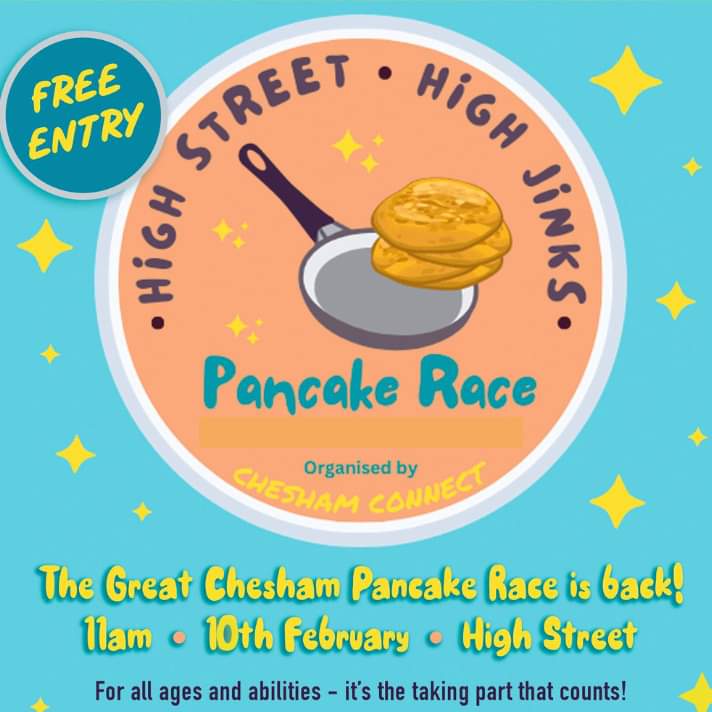 It's back! The Great Chesham Pancake Race returns to the High Street on Sat 10th Feb. Sign up for free at elgiva.com