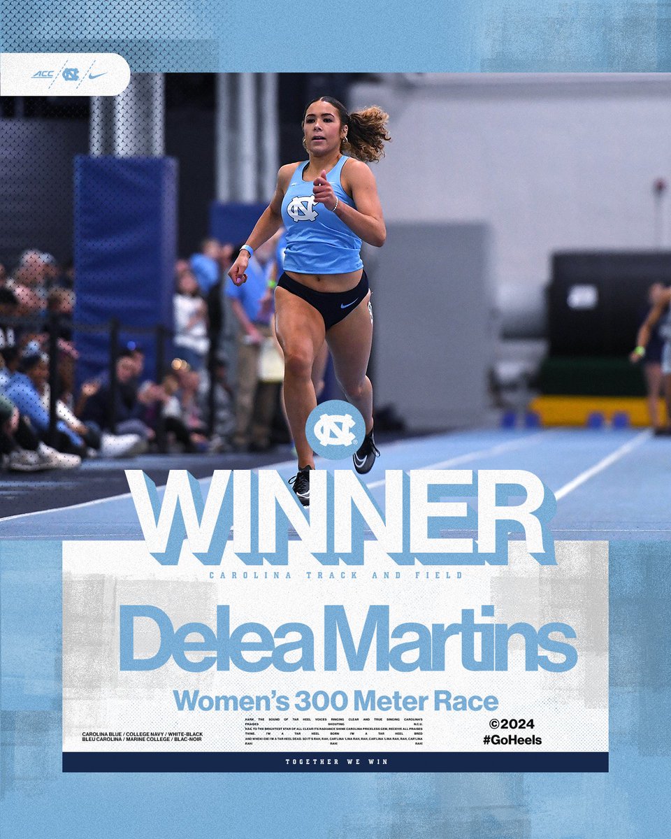 𝐃𝐞𝐥𝐞𝐚 𝐌𝐚𝐫𝐭𝐢𝐧𝐬 𝐖𝐢𝐧𝐬 𝐖𝐨𝐦𝐞𝐧'𝐬 𝟑𝟎𝟎 𝐌𝐞𝐭𝐞𝐫!

𝟑𝟗.𝟔𝟐

#GoHeels