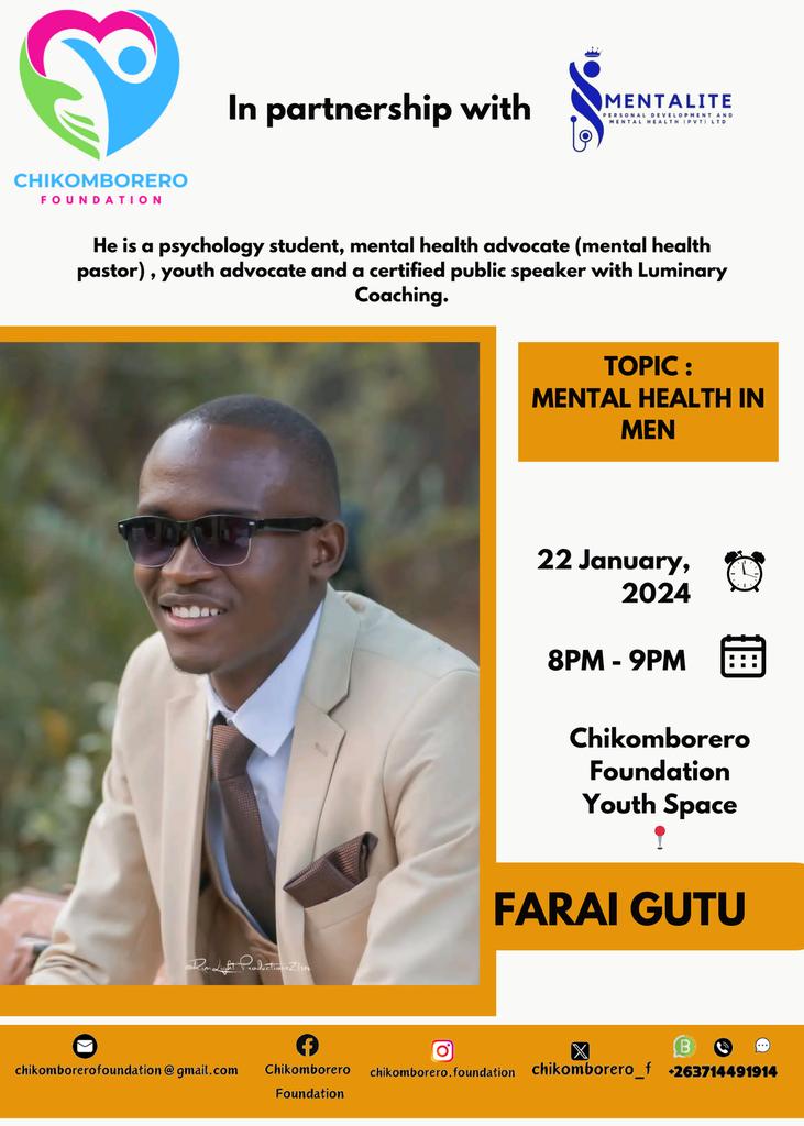 Mental health in men is certainly an often-overlooked topic, despite the important risks they face.We cordially invite you to join us , for an enlightening discussion concentrated on men's mental health.We will delve into various strategies &amp; aids that can empower men.