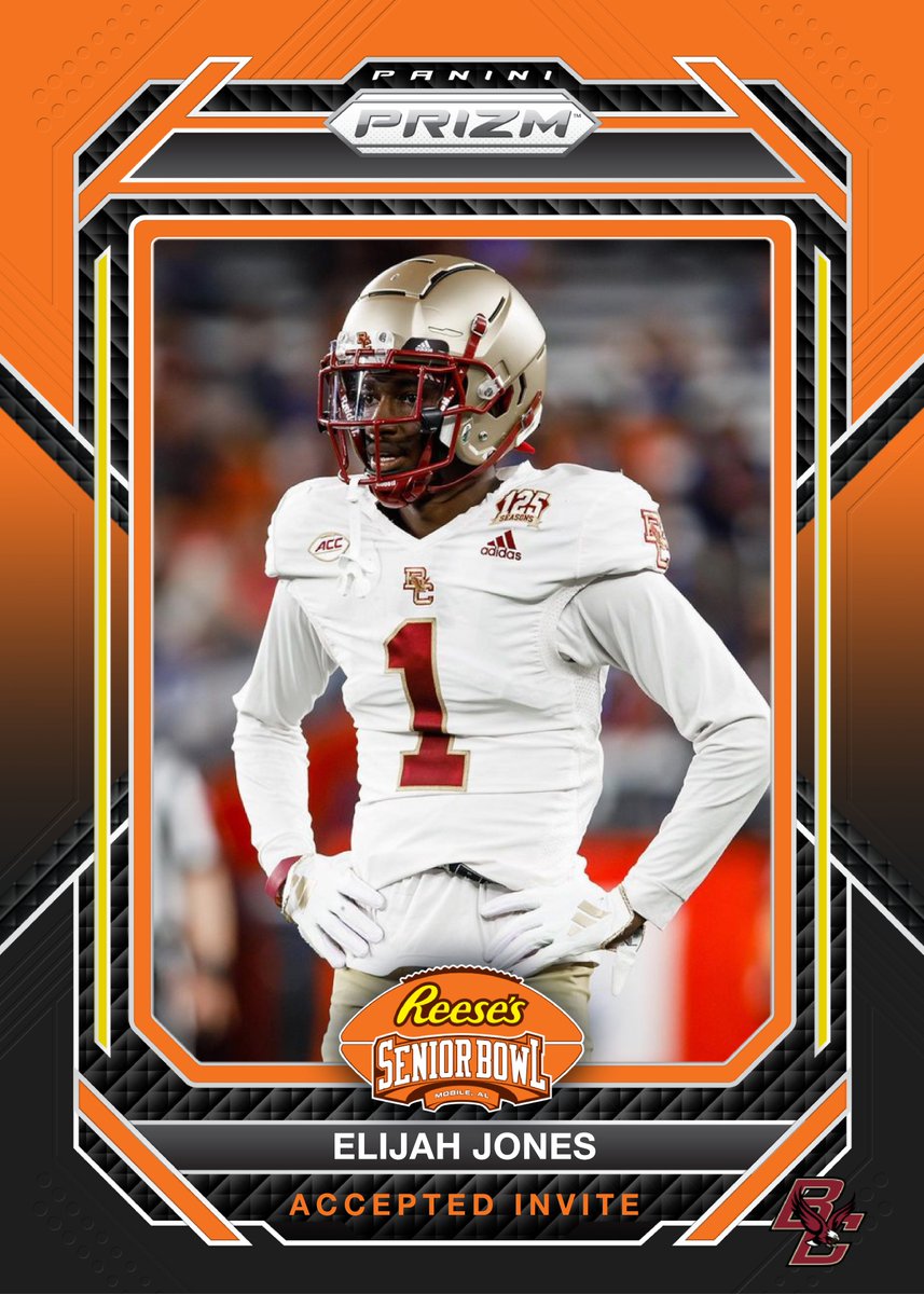 Reese's Senior Bowl (@seniorbowl) on Twitter photo OFFICIAL! DB Elijah Jones from <a href="/BCFootball/">Boston College Football</a> has accepted his invitation to the 2024 Reese's Senior Bowl! #ForBoston // #GetIn #TheDraftStartsInMOBILEโข๏ธ
@JimNagy_SB <a href="/PaniniAmerica/">Panini America</a> #RatedRookie OFFICIAL! DB Elijah Jones from <a href="/BCFootball/">Boston College Football</a> has accepted his invitation to the 2024 Reese's Senior Bowl! #ForBoston // #GetIn #TheDraftStartsInMOBILEโข๏ธ
@JimNagy_SB <a href="/PaniniAmerica/">Panini America</a> #RatedRookie