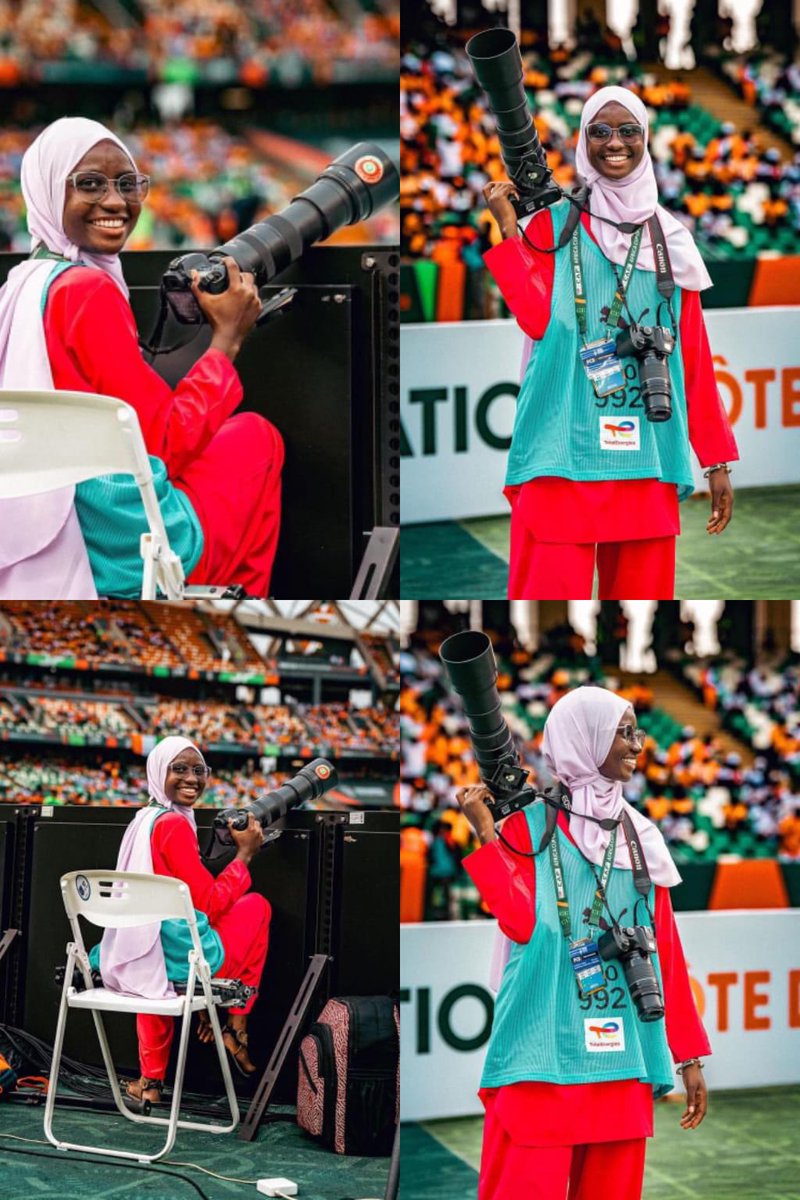 africandreamsl's tweet photo. Meet Sarjo Baldeh, a young Gambian photographer covering matches at the ongoing African Cup of Nations in Ivory Coast. 

Baldeh goes by her brand name “Baldezz.”

At the age of 15, she started photography. https://t.co/jxBsRY2NAE