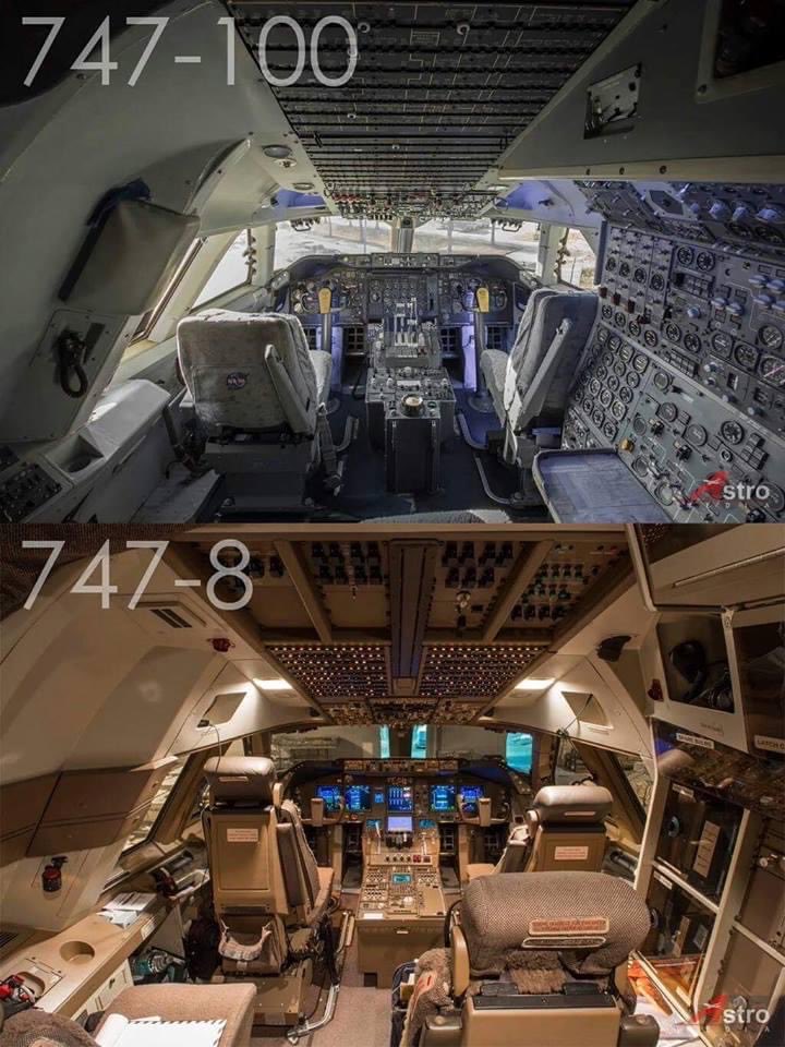 التطور في صناعة الطيران ✈️
كيف كانت قمرة القيادة في B747
في بدايتها وكيف أصبحت 👍✈️