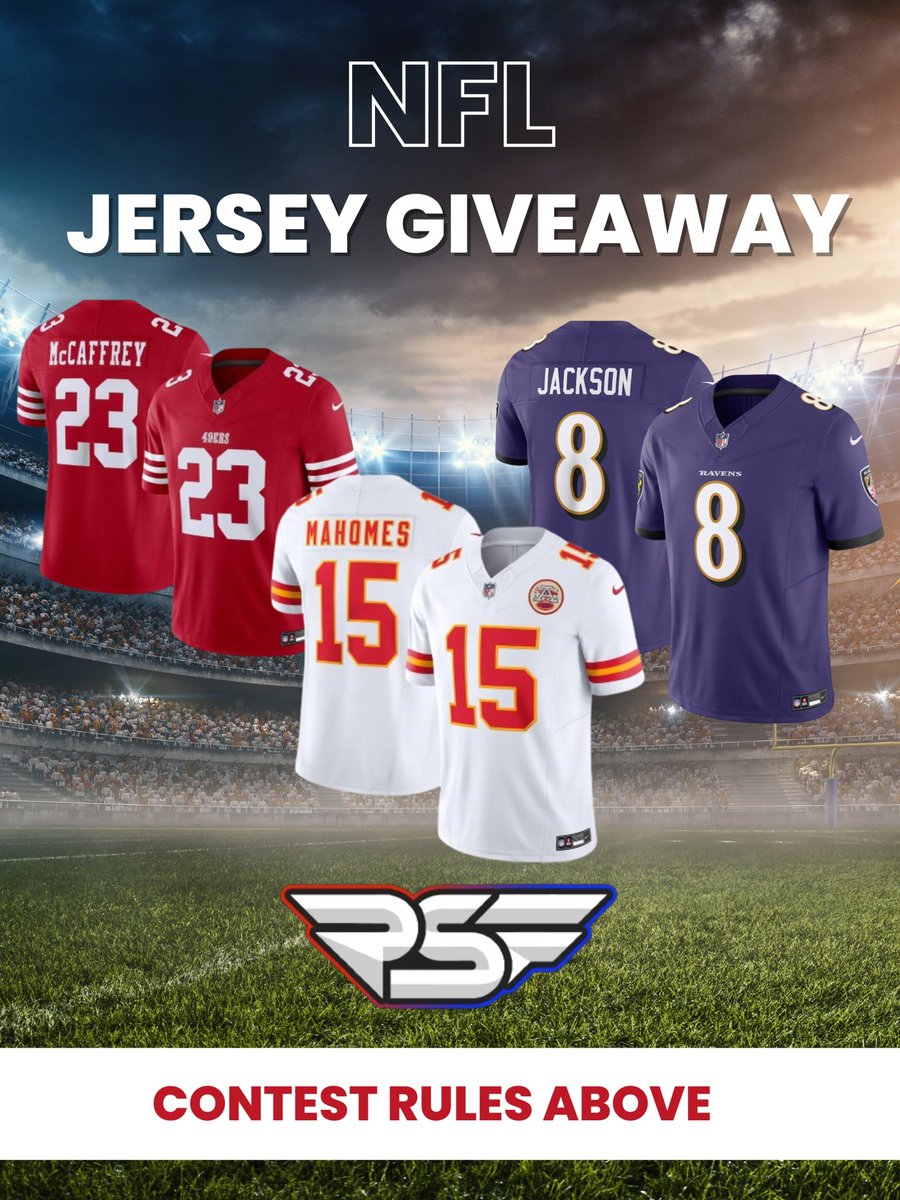 🚨#NFL Playoffs Jersey Giveaway 🚨

Win an NFL jersey of your choice! (max $200 value)

Rules:
1️⃣ Follow <a href="/PSF_App/">Pro Sports Fans</a> 
2️⃣ Like and retweet this post 
BONUS: Tag friends for extra entries 

Winner to be announced after the Super Bowl! Good luck 💪