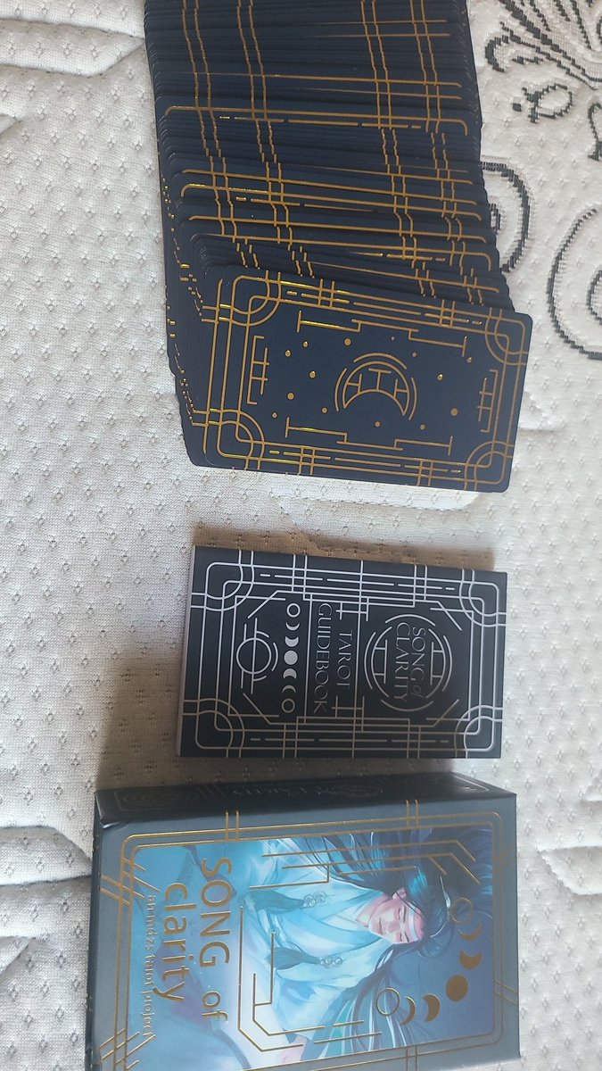 <a href="/MDZStarot/">⭐ Song of Clarity ⭐ PRE-ORDERS CLOSED</a> 
WAHHHH MY DECK HAS ARRIVED!!!! IM SO HAPPY! Ignore the background. My bedsheets are in the laundry. 
But they look so BEAUTIFUL!!! AHHHHHH WELL DONE TO ALL THE ONES WHO WORKED ON THIS!!!