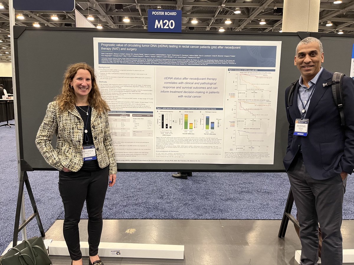 ASCO GI24: Delighted to represent Cleveland Clinic Florida in this study: ctDNA status after neoadjuvant therapy correlates with clinical and pathological response and survival outcomes.