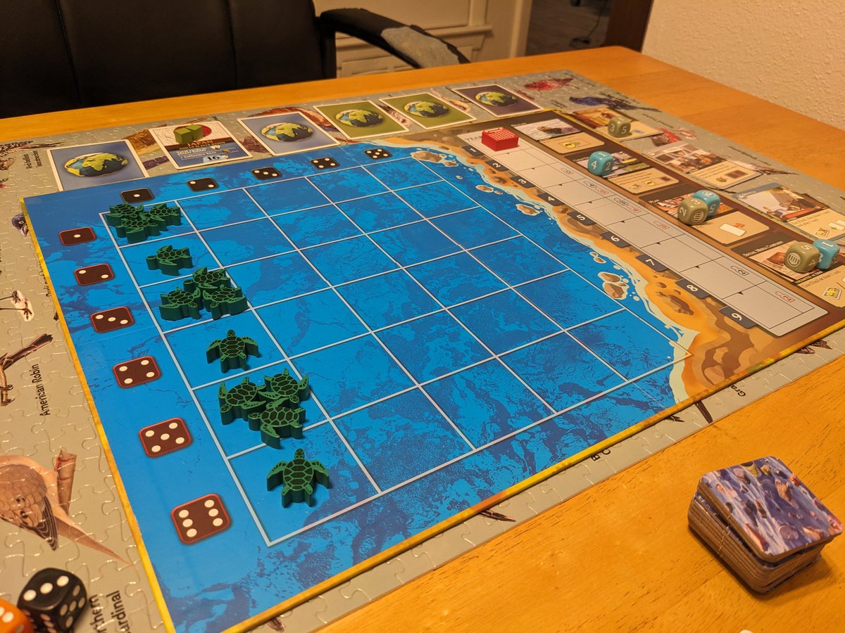 Jimeni79's tweet photo. It's been awhile since I'd played #Endangered board game. But the sea turtles needed saving. Things got off to a great start, then turned nasty pretty quickly. Got down to only 2 turtles but still managed to save them at the last second! @GrndGmrsGld @AvgJoeGames https://t.co/dvbn2NYNfY