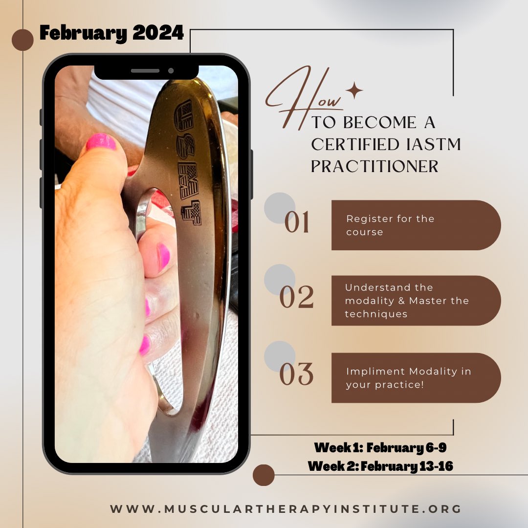 There’s still time to
Register for the Sports Massage &amp; IASTM training February 6-9th &amp; February 13-16th in Miramar Florida  
Registration is on the website
musculartherapyinstitute.org