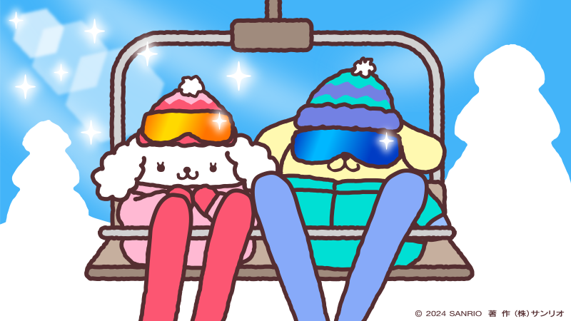 「マカロンちゃん、リフトこわくな〜い?」|ポムポムプリン【公式】のイラスト