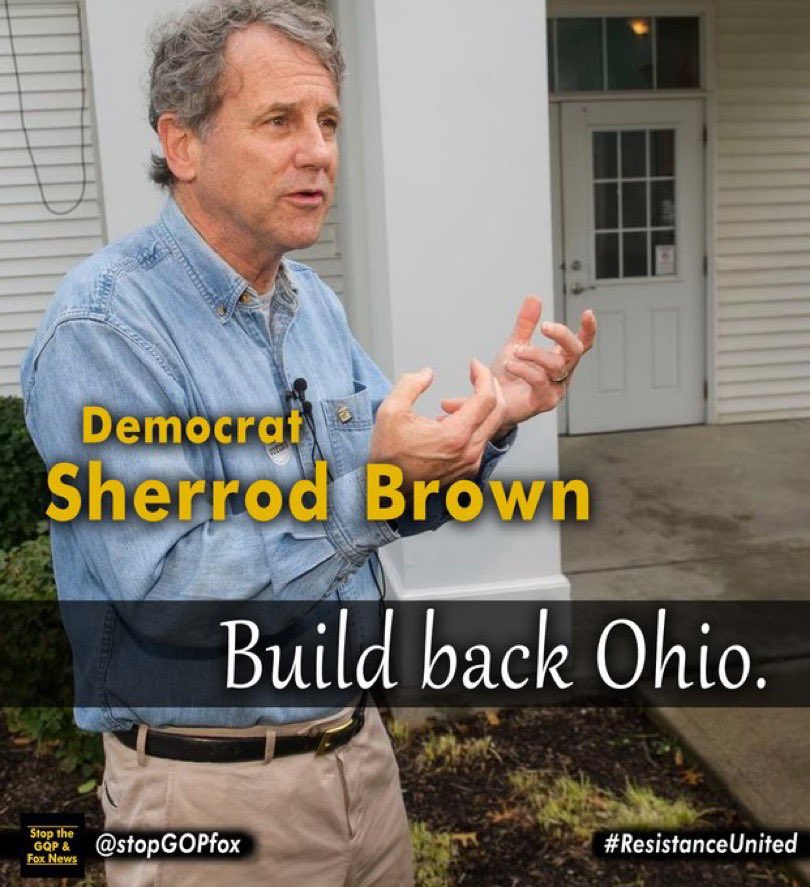 #ResistanceBlue #Dems4USA #ProudBlue Re-elect @SenSherrodBrown to the Senate! Sherrod Brown always fights for the workers of #Ohio! He is union strong & fights for increased wages & lower healthcare and living costs! Vote for Senator Sherrod Brown! Please donate & volunteer!