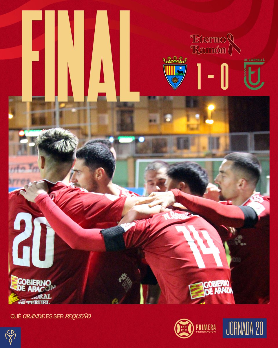 ⏱️ FINAL | 1️⃣-0️⃣ | LO HICIMOS, ESTA VA POR TI RAMÓN.
#TeruelCornellà
#VamosTeruel🔴🔵

#EternoRamón 🖤