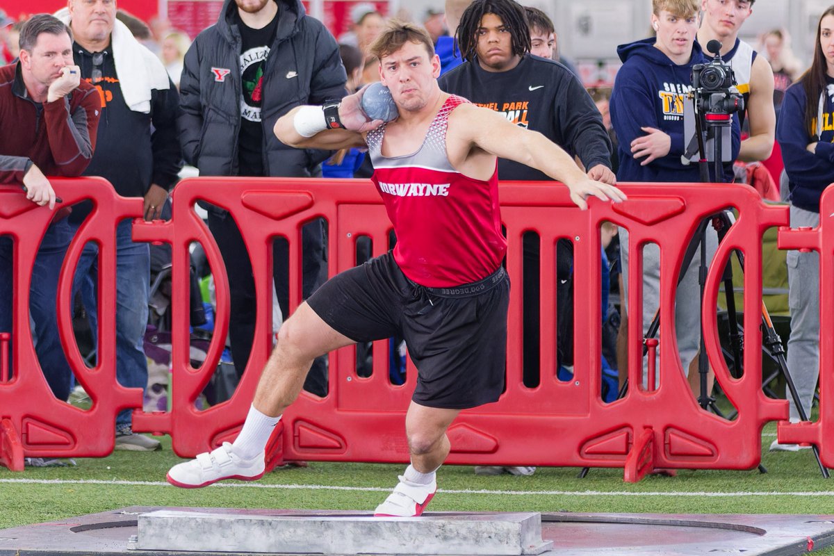 Dillon Morlock of Norwayne wins the boys shot put with throw of 65-10.00 #YSUIndoor2