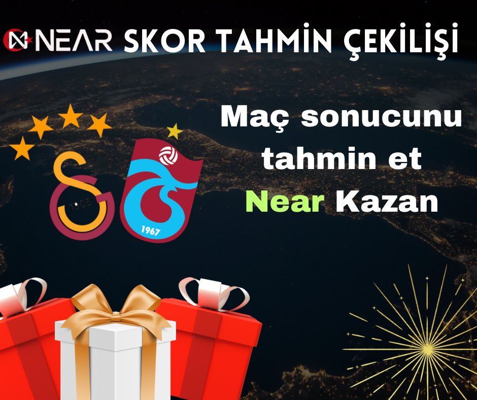 30$ #NEAR Kazanmak için

Trabzonspor &amp; Galatasaray Maç Sonucunu Tahmin Et

Detaylar

- <a href="/near_turkey/">Near Protocol Türkiye 🇹🇷</a> Takip Et
- 2 Arkadaşını Etiketle
- Yoruma Skor Tahminini Yaz

Son Tarih : 21.01.2024 Saat: 18.59

NOT: Ödüller doğru bilen sayısına göre değişiklik gösterecektir. #BOS #TSvGS