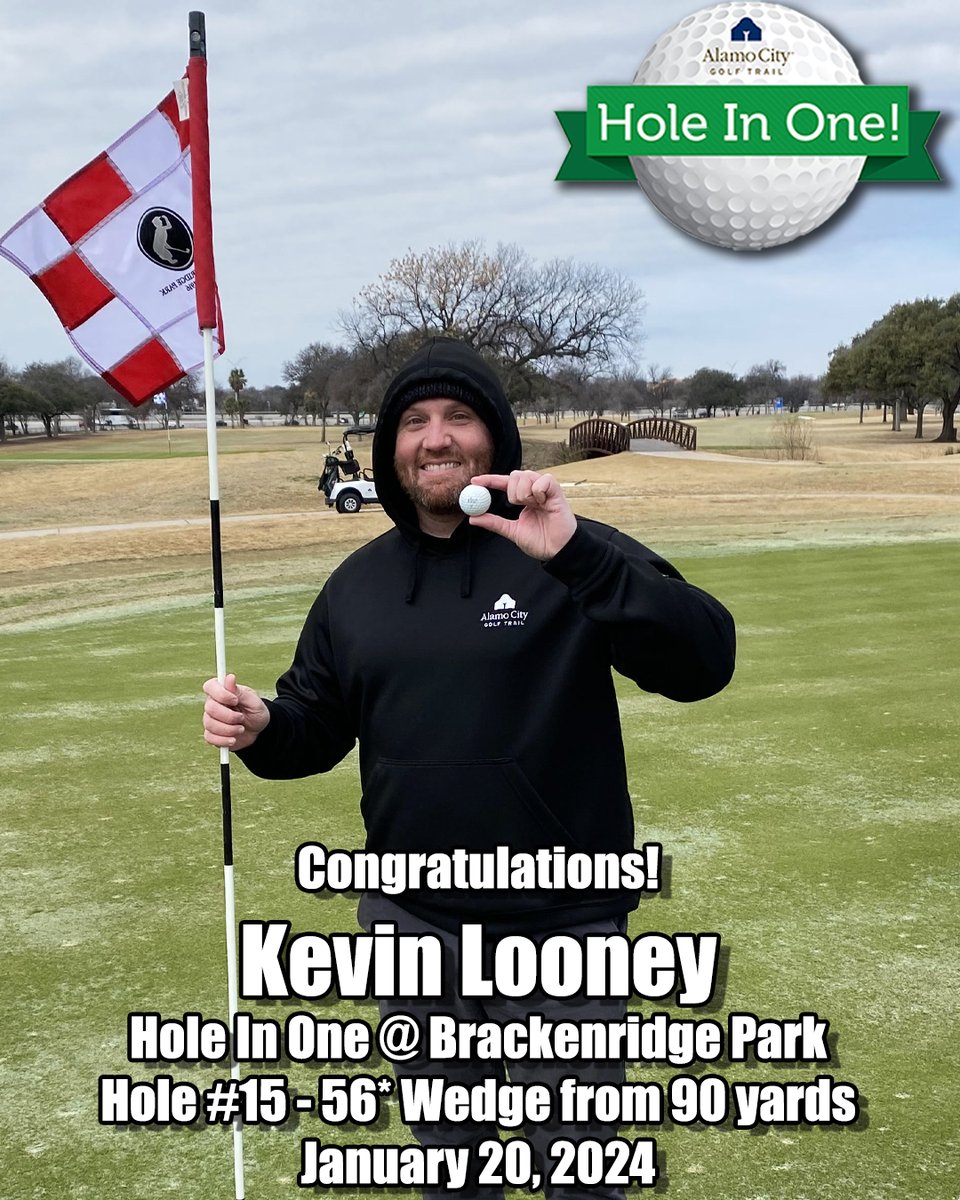 AlamoCityGolf's tweet photo. π¨β³οΈ πππ ππππ₯π§! β³οΈπ¨ Congratulations to our very own Kevin Looney! Kevin, needed just a 56* wedge to ace the par 3 15th at Brackenridge Park this morning!β³οΈποΈββοΈThe Hole In One Club!
#GolfMilestone #AceAlert #HoleInOneClub #GolfBrackenridgePark #GolfMagic #NoPutterNeeded https://t.co/exLxZVrcG9