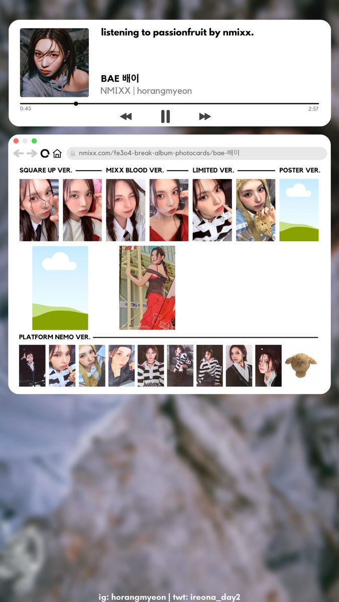 nmixx 엔믹스 fe3o4 break album photocard pc template bae jiwoo