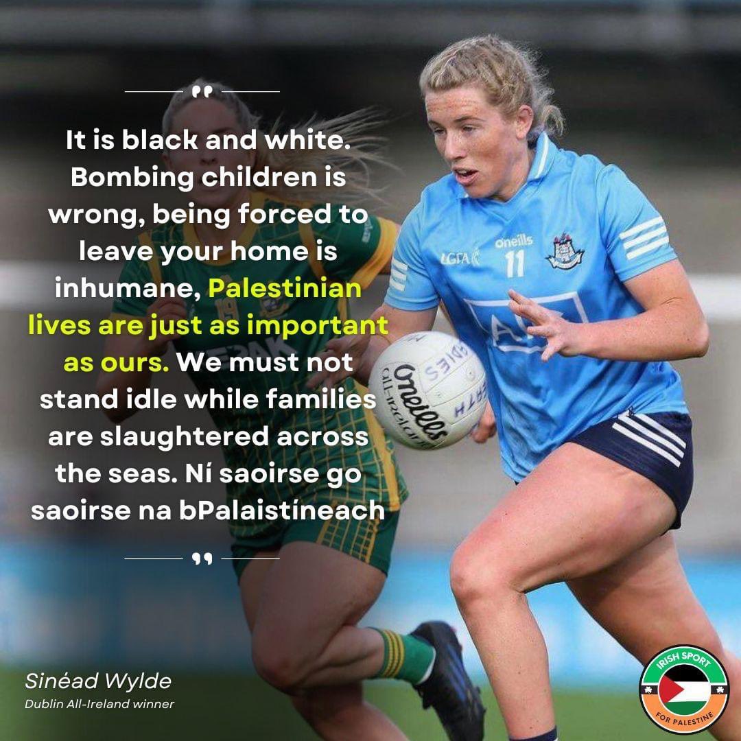 🩵🇵🇸💙 “It is black and white. Bombing children is wrong, being forced to leave your home is inhumane, Palestinian lives are just as important as ours. We must not stand idle while families are slaughtered across the seas. Ní saoirse go saoirse na bPalaistíneach.” - Sinéad Wylde