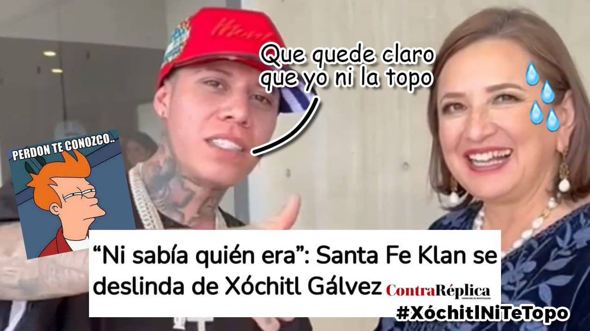 pablito_Robles9's tweet photo. Cae otra de las artimañas de #Xochitl, armando un montaje donde supuestamente el rapero Santa Fe Klan la apoyaba.  

y resulto ser que ni la topa.
El #PRI dando patadas de ahogado https://t.co/uUDgIMUTlB