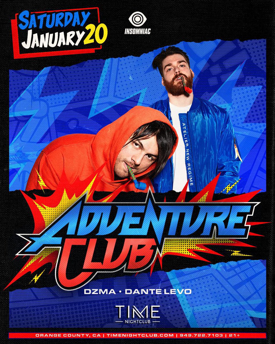 Dante Levo (@dantelevo) on Twitter photo Can’t wait for tonight as I play alongside <a href="/AdventureDub/">Adventure Club</a> and <a href="/dzmamusic/">DZMA</a> at <a href="/timenightcluboc/">TIME NIGHTCLUB</a> ! Going to be a blast! See you soon OC!
Grab your tickets: timenightclub.com/dantelevo Can’t wait for tonight as I play alongside <a href="/AdventureDub/">Adventure Club</a> and <a href="/dzmamusic/">DZMA</a> at <a href="/timenightcluboc/">TIME NIGHTCLUB</a> ! Going to be a blast! See you soon OC!
Grab your tickets: timenightclub.com/dantelevo