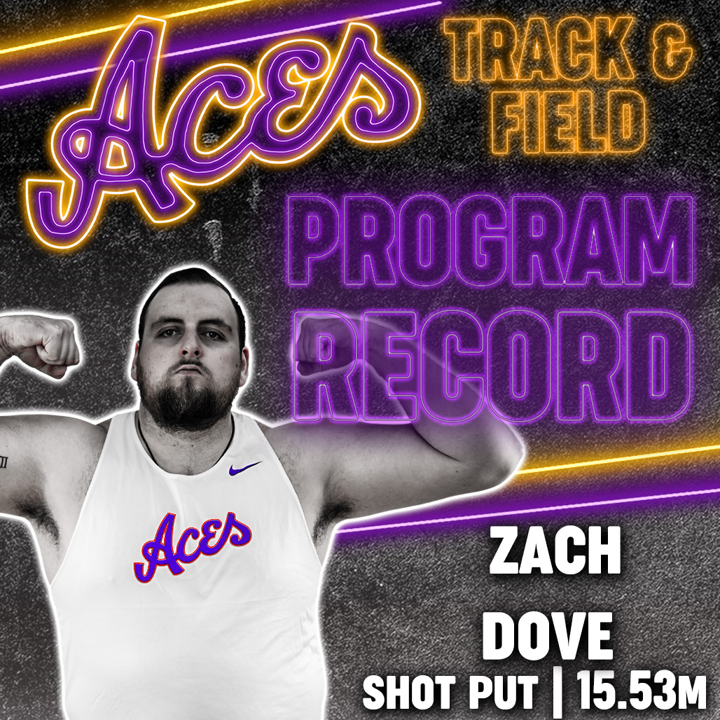 2⃣ of 2⃣ 🔛🔝

Graduate thrower Zach Dove now has both the men's weight throw and shot put records with a 15.53-meter throw today!
🏃‍♂️ #ForTheAces