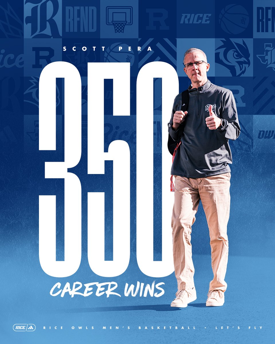 What a way for @RiceCoachPera to get his 350th career win, back in his home state! #GoOwls👐