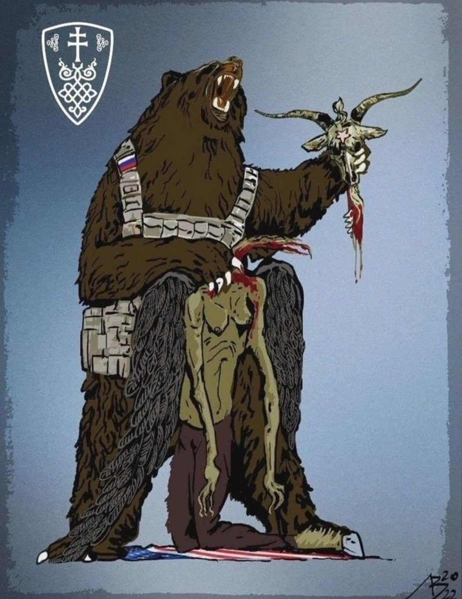 <a href="/defnotfsb/">most definitely not the FSB</a> Russian bear Misha the Victorious.
He ripped off the head of Satan Baphomet