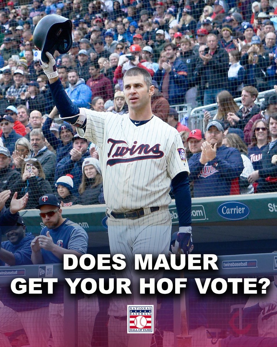 MLB's tweet photo. Is Joe Mauer getting into the Hall on the first ballot? https://t.co/4nBpMxY0mS