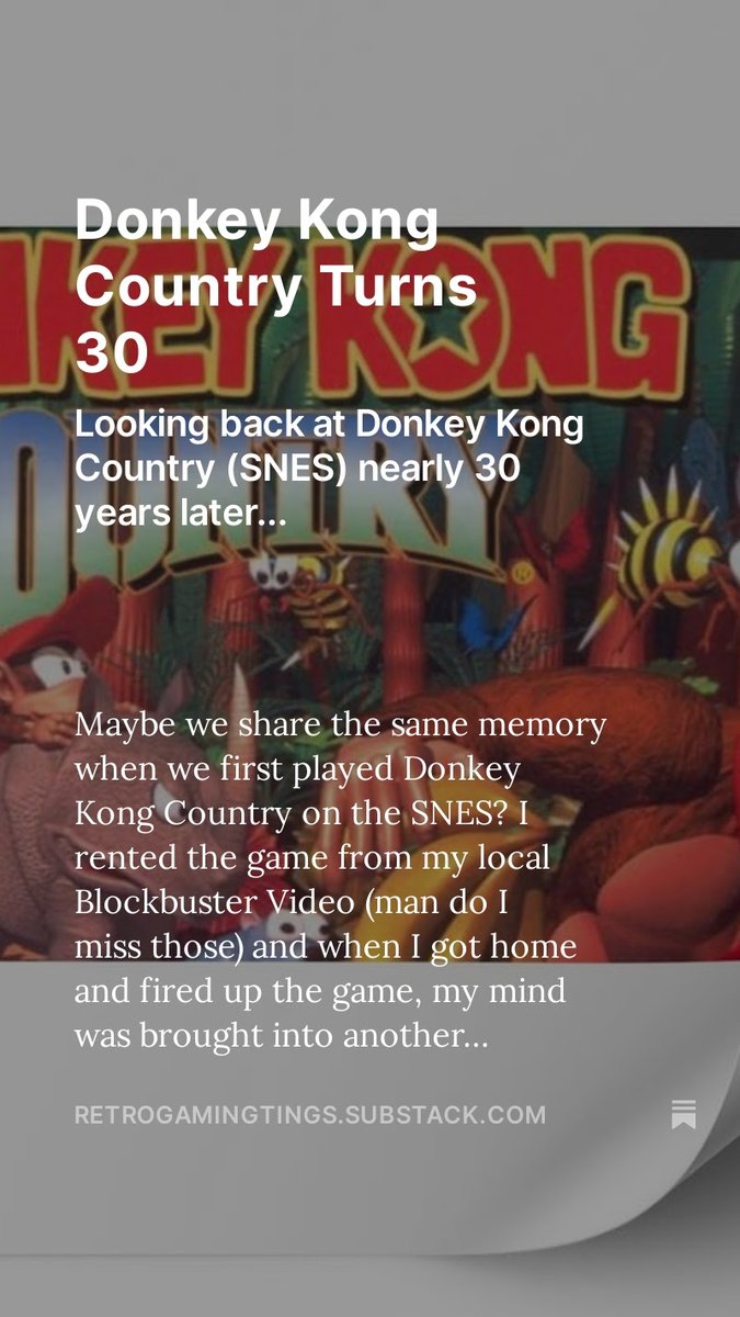 Donkey Kong Country Turns 30 open.substack.com/pub/retrogamin…