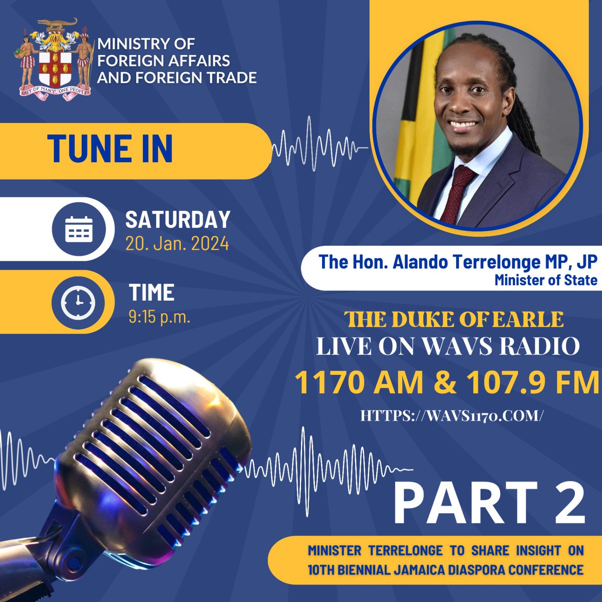 terrelonge2016's tweet image. One night. 2 interviews. One nation united. Working together with our #disapora as strategic partners. One mission: #Jamaica's growth and development. Peace and Productivity. Leaving no one behind. 🇯🇲 🌎