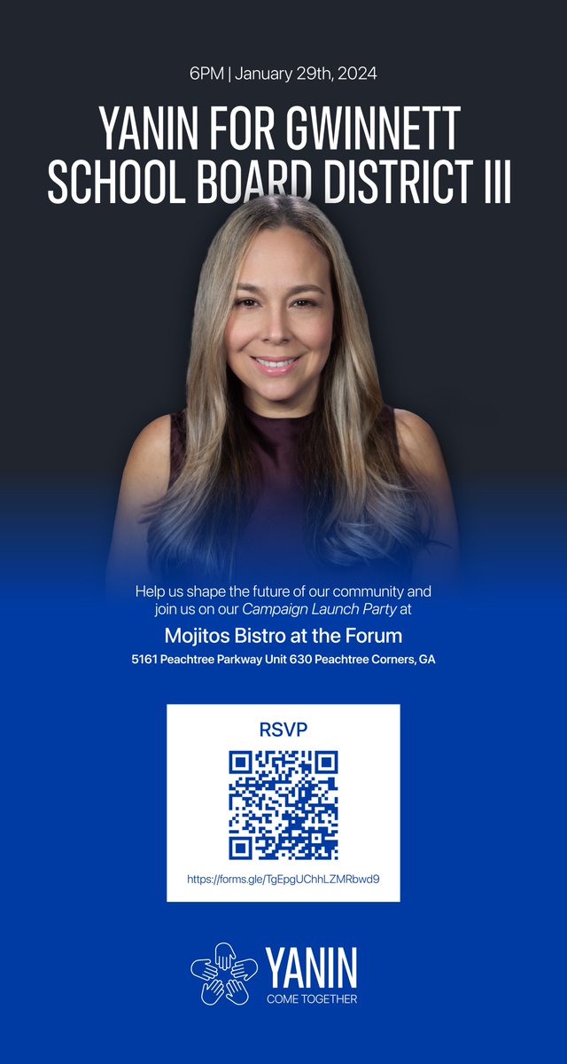 Yanin4GCPSboard's tweet photo. I am proud to announce our campaign launch party! It will be on January 29th at 6PM at Mojitos Bistro at the Forum and we hope to see you there! 
Link to RSVP: https://t.co/vqiSwS48EW https://t.co/P4KUcrm4Dv