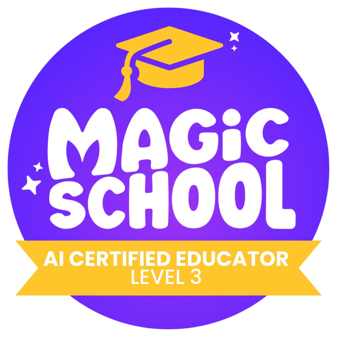 I’m excited to announce that I have completed the MagicSchool AI Certification Course levels 1-3. MagicSchool is a great AI Platform for educators - helping teachers lesson plan, differentiate, communicate clearly, and more! It’s an AI assistant for every teacher in the world.