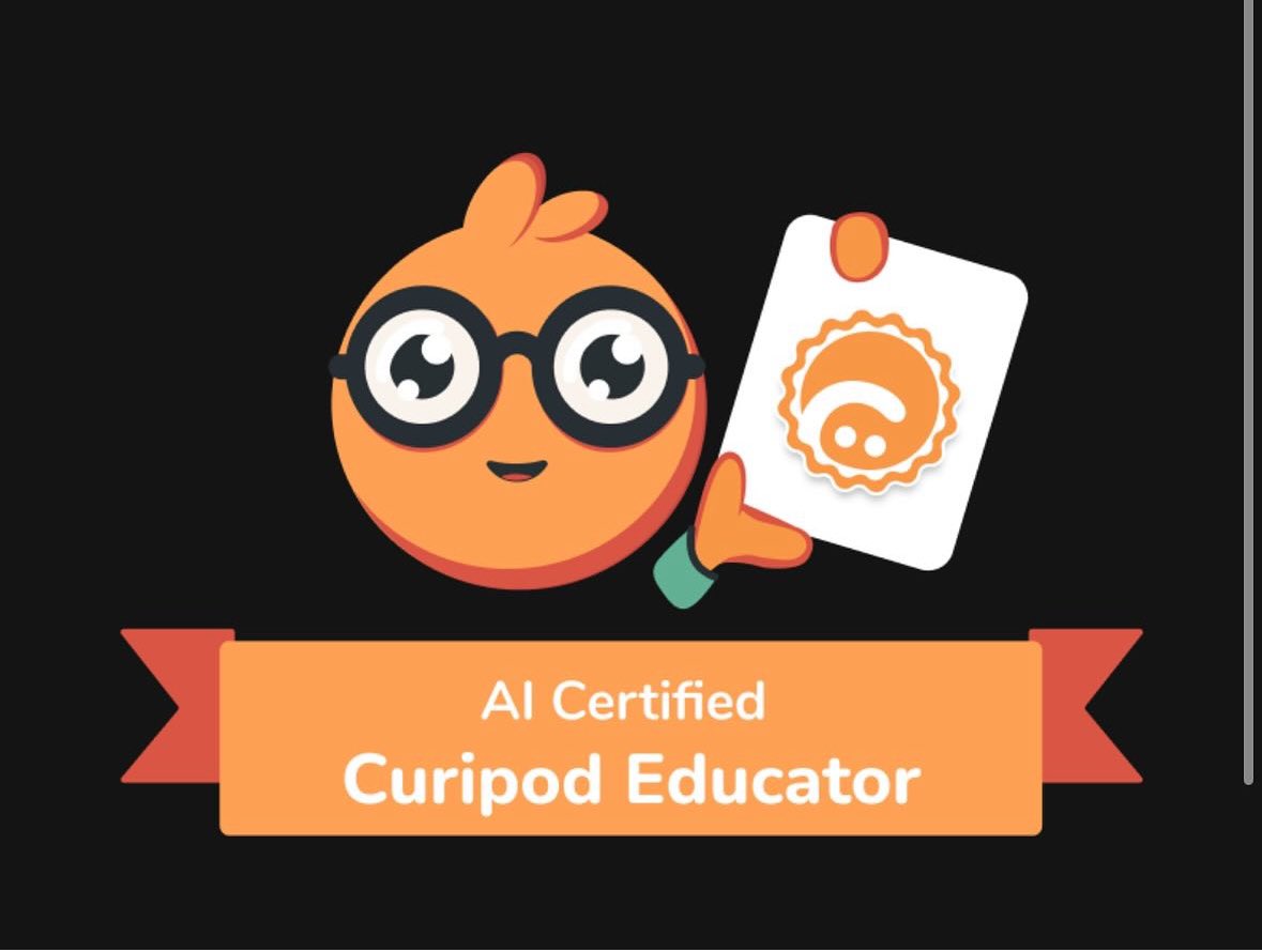 I am a AI certified Curipod Educator. I learned about generative AI and how it can help myself and my students. What is Curipod? It helps spark curiosity, discussion and critical thinking in the classroom. #aieducator #curipod #curipodeducator #edtechtools #aieducation #aitools
