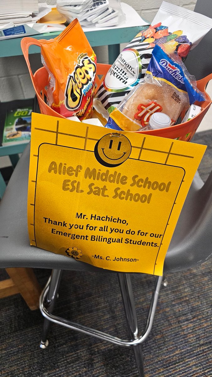 Michael H (@713_cheech) on Twitter photo Today was our first day of ESL Saturday Camp (school)..I was welcomed with this amazing basket!!! Thank you <a href="/AliefMiddleESL/">Courtney Johnson</a>
Today was a great day!!! Today was our first day of ESL Saturday Camp (school)..I was welcomed with this amazing basket!!! Thank you <a href="/AliefMiddleESL/">Courtney Johnson</a>
Today was a great day!!!