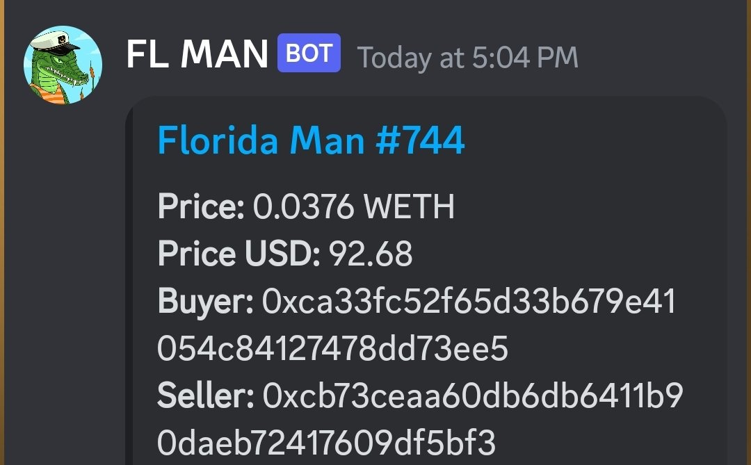 FlmanSales's tweet photo. 🚀  @FLmanNFTs #744
487 SOLD FOR .0376 $ETH 📈 

It's #SimpleSaturdays here at  #FloridaMan 

🚨 WHO'S NEXT? 👇 🆓 https://t.co/CRp92aajdz