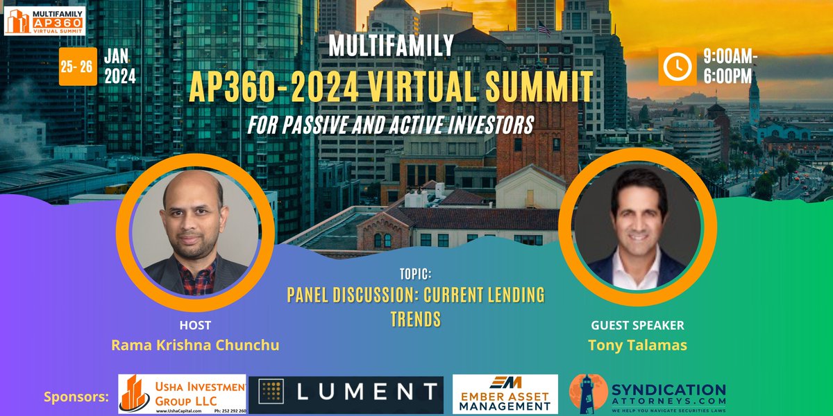 Urs_Rama's tweet image. ⏰ Only 4 Days Left!
Don't let this opportunity slip away.

🔒 Register Here:   multifamilyap360.mykajabi.com/AP360-2024
#multifamilyinvesting  #WealthBuilding #RealEstateEvent #AP360Conference #PassiveIncome #InvestmentStrategies #FinancialFreedom #MindsetMastery #Ramakrishna #valueadd