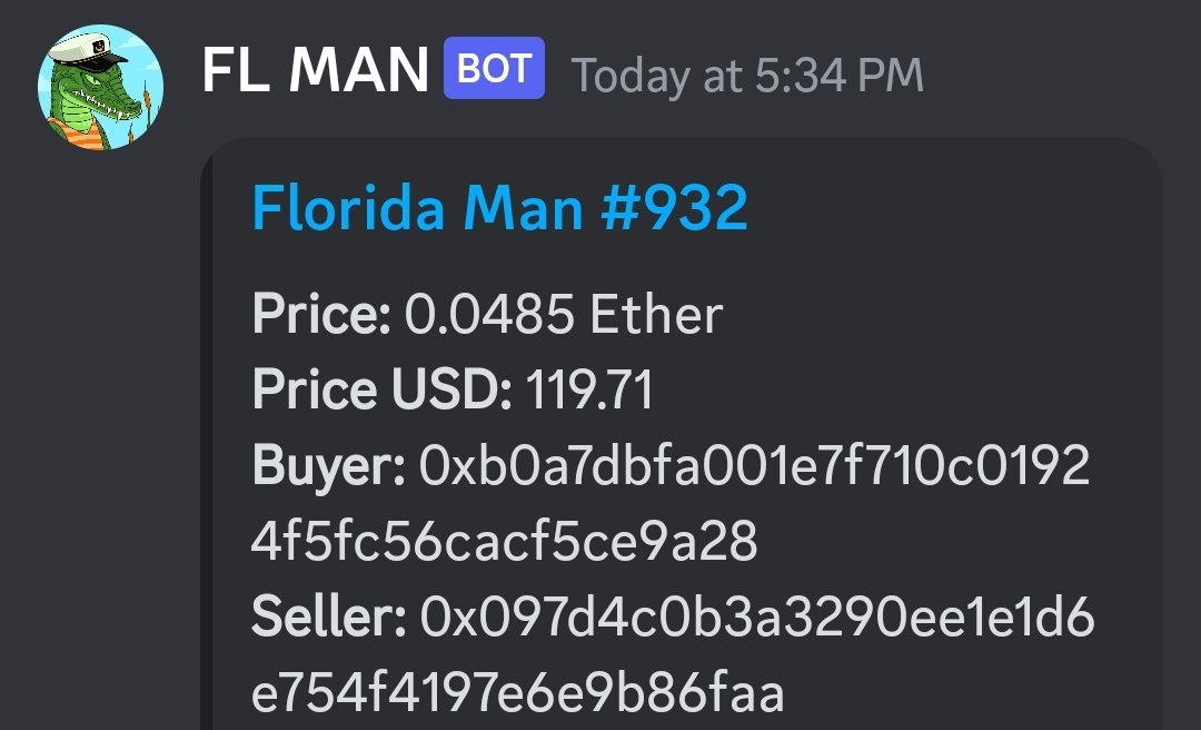 FlmanSales's tweet photo. 🚀  @FLmanNFTs #932  SOLD FOR .0485 $ETH 📈 

It's #SimpleSaturdays here at  #FloridaMan 

🚨 WHO'S NEXT? 👇 🆓 https://t.co/H4QD5uJ5Bq
