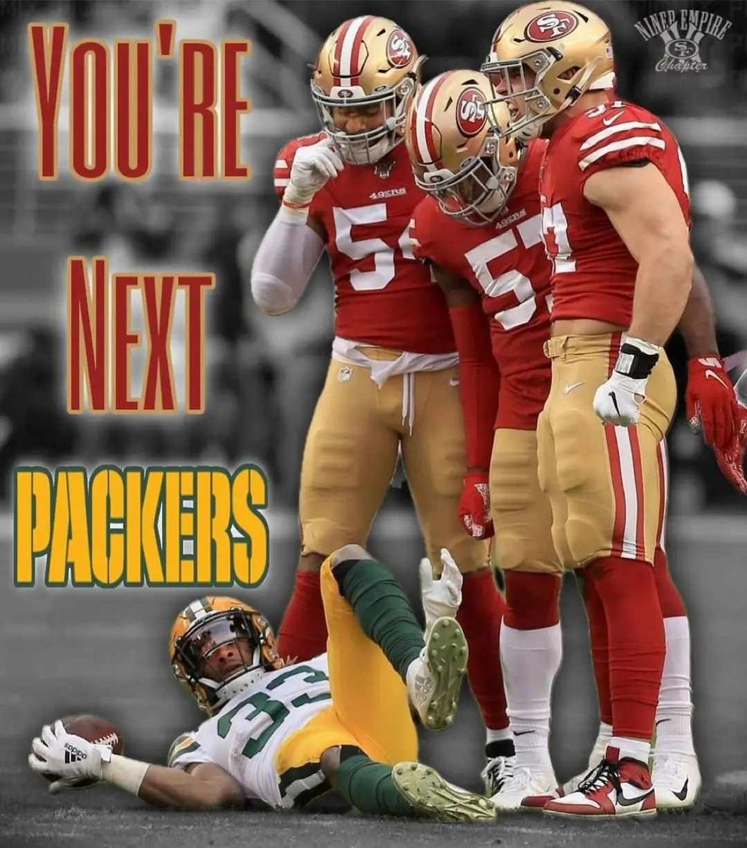 tdgreer42's tweet photo. It's Playoff Game Night @Supraez @JabninersJavier @dwelch85 @CoachDebDavis @49ers0420 @JuiceCheck44 @gkittle46 @19problemz @nbsmallerbear @arikarmstead @fred_warner @JohnLynch49ers @TalanoaHufanga @CMC_22 @RMIII_34 @brockpurdy13 @Tavonn_ @TrentW71 @SamDarnoldQB1 #BeatThePackers https://t.co/d0B8wO0Km1