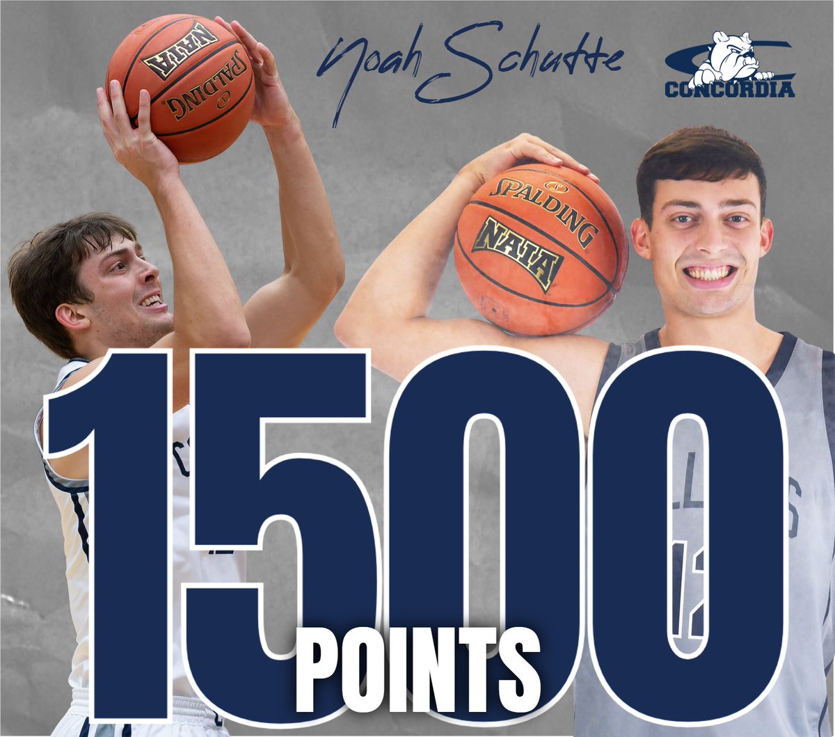 🏀 | Congrats to Noah Schutte on becoming the 10th player in <a href="/CUNEmbb/">Concordia-NE Men’s Basketball</a> history to reach 1,500 career points! 👏👏👏

❗1️⃣5️⃣0️⃣0️⃣❗