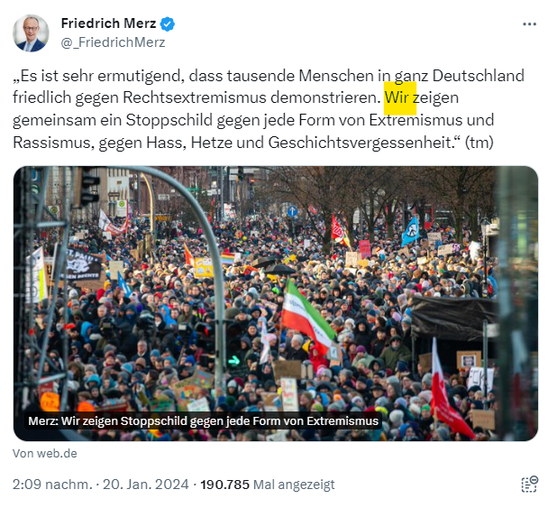 Climate_Inform's tweet photo. Nach meinem Wissen ist #Merz nirgendwo mitgelaufen, vereinnahmt dann aber in Tageschau und anderen Medien den Sieg für sich. 

Schäbig. Niederträchtig. Manipulativ. Menschen für dumm verkaufen. Unwählbar. 

#NieWiederCDU