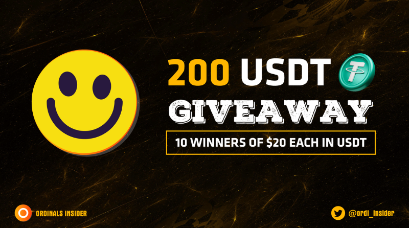 🎉 #GIVEAWAY ALERT 

We're thrilled to host an exclusive giveaway with our partner @ordinals_fun

🎁 $200 in #USDT for 10 lucky people ($20 for each)
⏰ Duration: 72 hours
👉 Like &amp; Retweet 
👉 Follow us &amp; @ordinals_fun
👉 Tag 3 friends &amp; drop your BEP20 wallet

#BRC20 #Ordinals