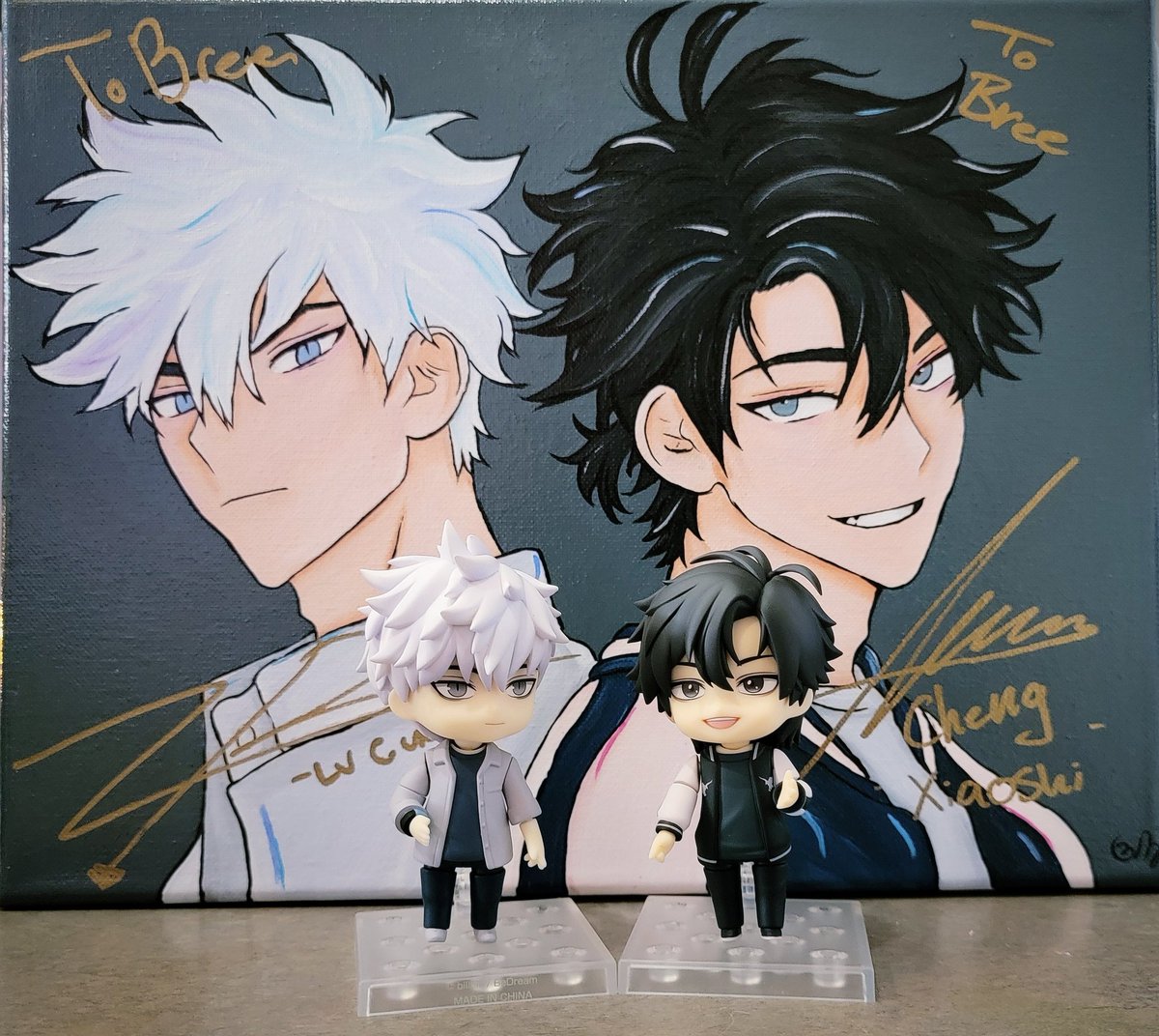 13reezee's tweet image. Thank you @childishgamzeno and @KaggyFilms for fueling the obsession. So glad these finally came in the mail. My collection is complete. #linkclick #xiaoshi #luguang #anime #painting #nendoroid