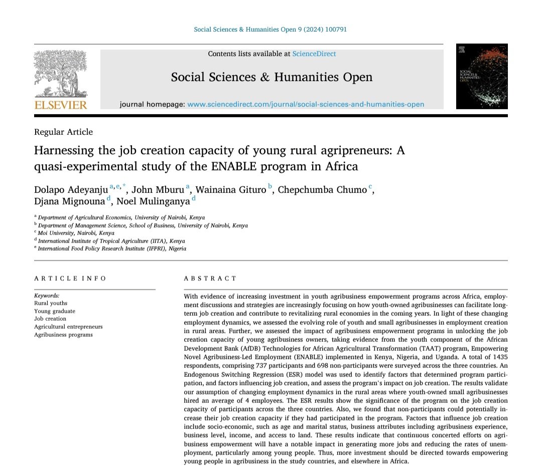 In this new study, we argued that informal job creation in rural areas may fall on the shoulders of young agribusiness owners in the coming years. Read the full article here: sciencedirect.com/science/articl…