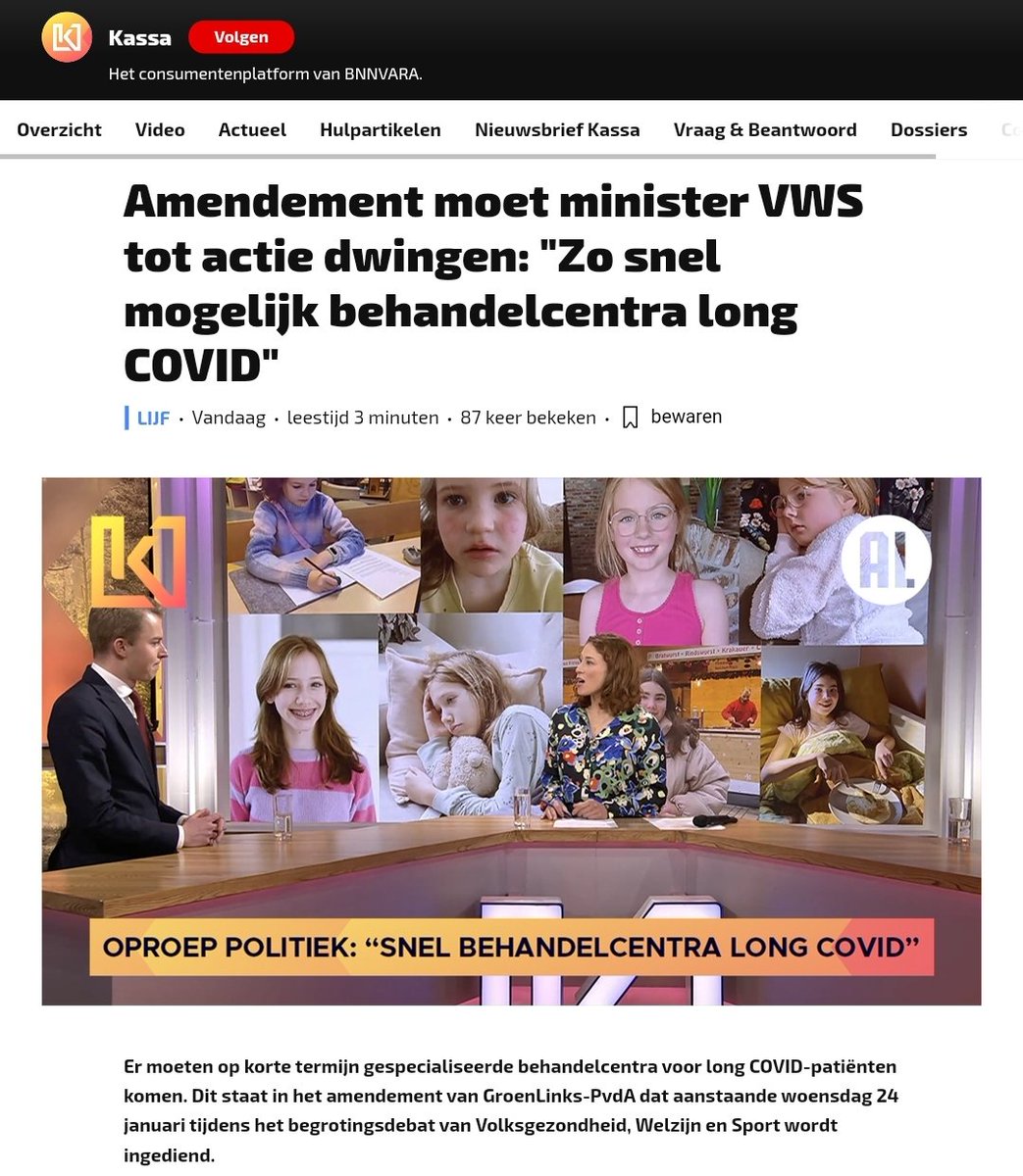 Kassa gezien? Al die doodzieke Long Covid kinderen, 0 perspectief. Al 4 jaar geen echte zorg. Door vooroordelen, door zorgbureaucratie, vooral door Haags gedoe

Formatie? Demissionair? Kuipers weg? Niet ons probleem. Er is géén excuus. Er is al veel te lang uitgesteld. Stem voor!