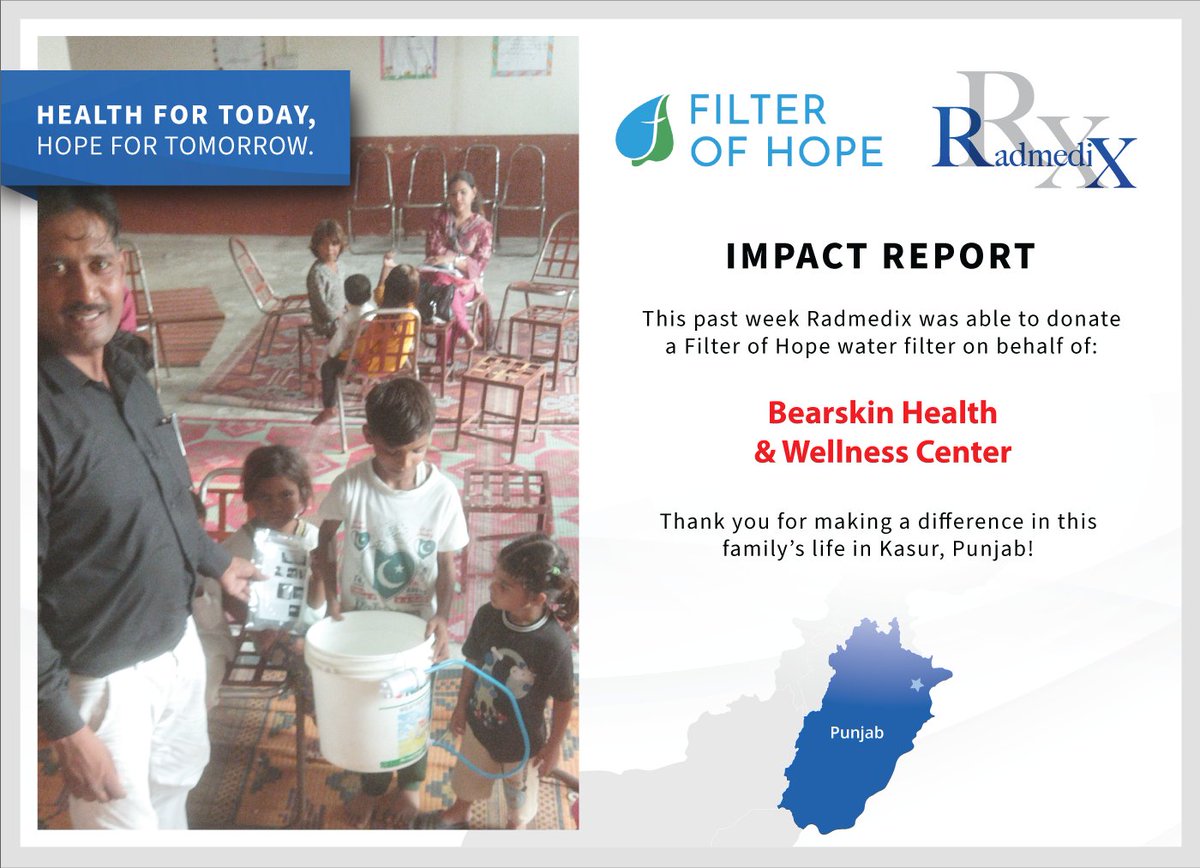 RadmediX's tweet photo. Filter of Hope & Radmedix Partnership 💧
We have now donated our EIGHTY-SIXTH Filter of Hope life-saving water filter on behalf of our deal with Bearskin Health & Wellness Center!
Thank you for your purchase of our Acuity FDR+ through Digital X-Ray Company! #filterofhope https://t.co/Gy9gGMJB7l