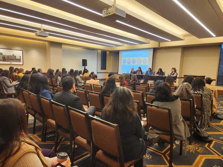 UCLAlatino's tweet photo. Language access is not a benign issue. It is crucial in justice in communities! Professor Alicia Alvarez, @BBalliTorres, Professor Luz Herrera,
Silvia R Argueta, and Alicia Sanchez Ramirez speak about the power of language to serve or block community access #latinaleyUCLA https://t.co/4RS5hpT1bJ