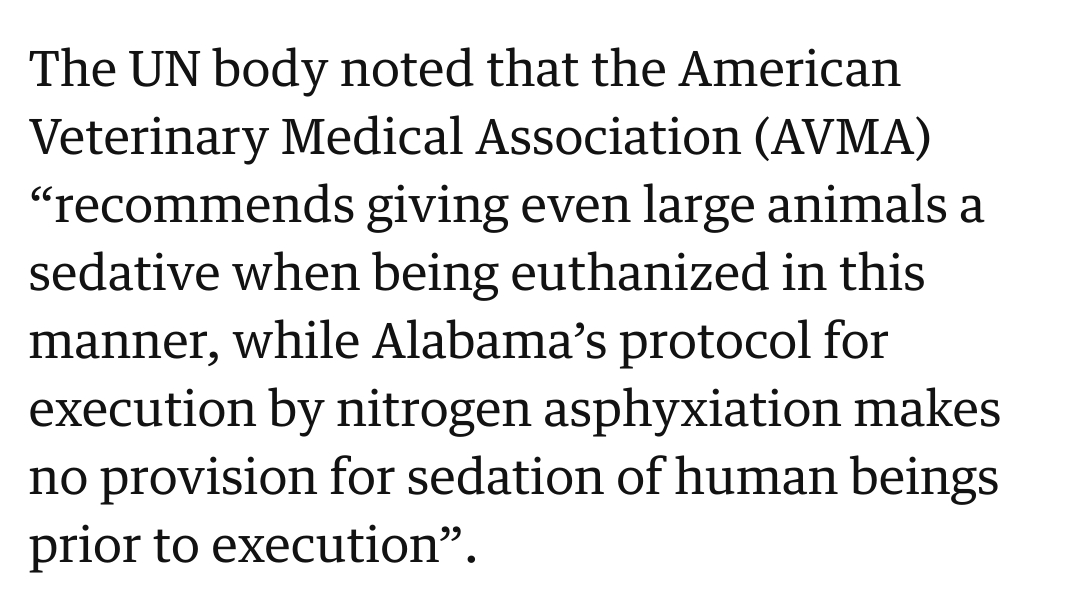 What Alabama plans to do to Kenneth Smith on Thursday is horrifying. If this method - conscious suffocation - doesn't call for an emergency stay, I don't know what does. I'm against the death penalty on principle anyway, but this is just barbaric.