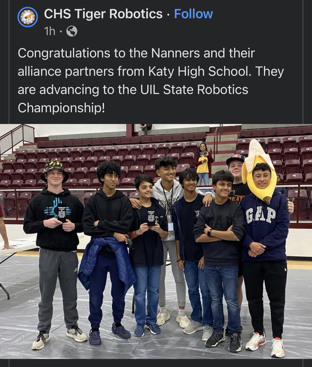 Proud of our robotics team!!  Hard work pays off.