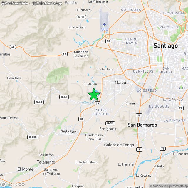 RedGeoChile's tweet photo. REVISADO ⚠️ | Sismo de magnitud 2.1 (Ml) ocurrió a las 20:11:33 horas de hoy, 20 de enero del 2024, a 6 km al oeste de #Maipú (región #Metropolitana), a una profundidad de 11 kilómetros (Fuente: Analistas RedGeoChile).

• Origen: Falla local. https://t.co/fmcZlk3WGJ