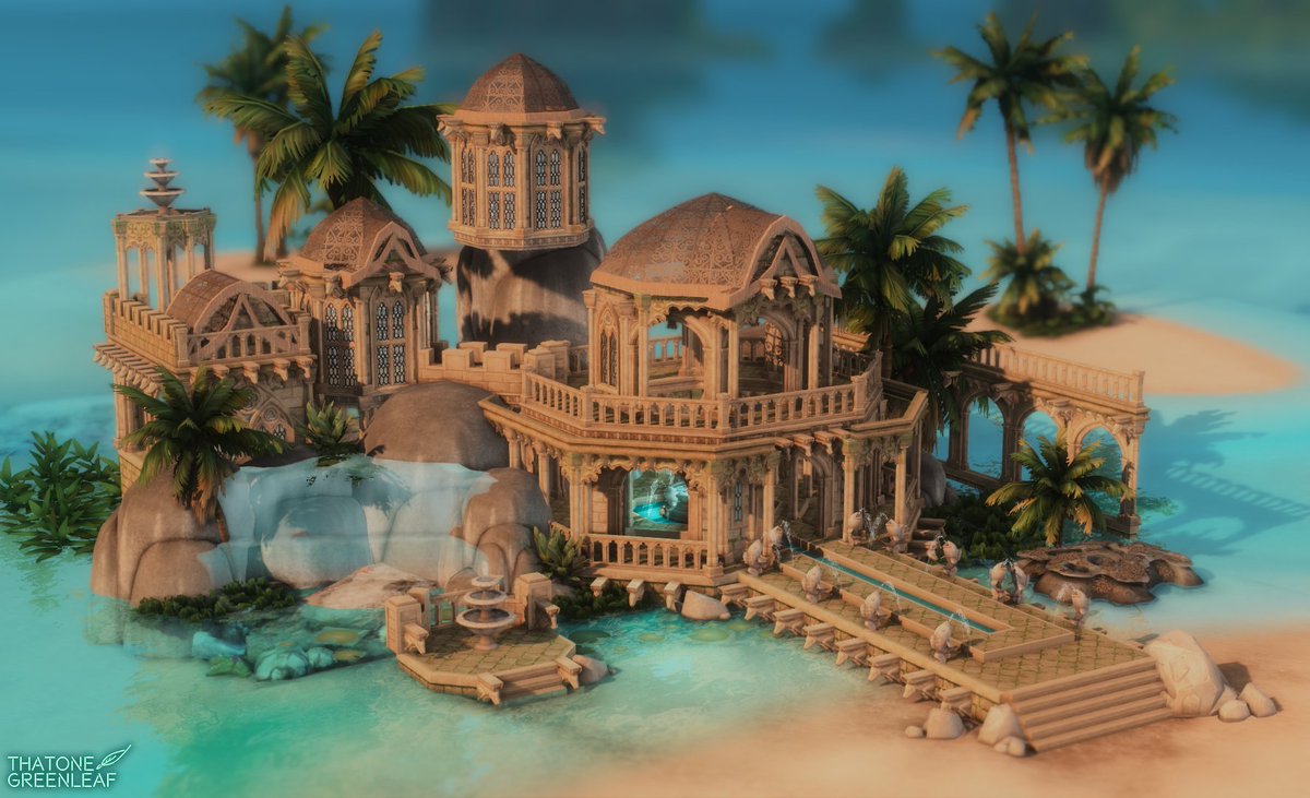 sulani water temple 🌊 using #TheSims4CastleEstate kit and island living! inspired by legend of zelda 🩵 @TheSims #TheSims4 #ts4