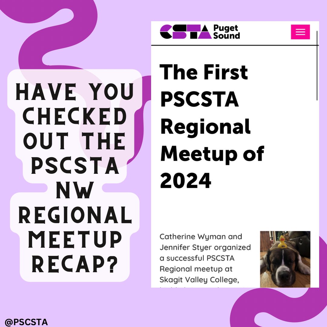 pscsta's tweet image. PSCSTA recently had a meetup that was both educational and an amazing way for educators to collaborate. To learn more about this event and stay up to date on future awesome events follow the link below!
pugetsound.csteachers.org/Stories/the-fi…
#csta #teachwashington #teachcs