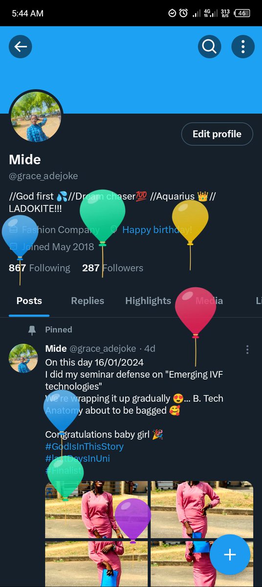grace_adejoke's tweet photo. +1
To the giver of life and strength... Thank you father 🙏🙌
Happy birthday to me, myself and I 😍🥰🎉
Welcome to your best year yet!! 🥂 https://t.co/0tiXjs10qm